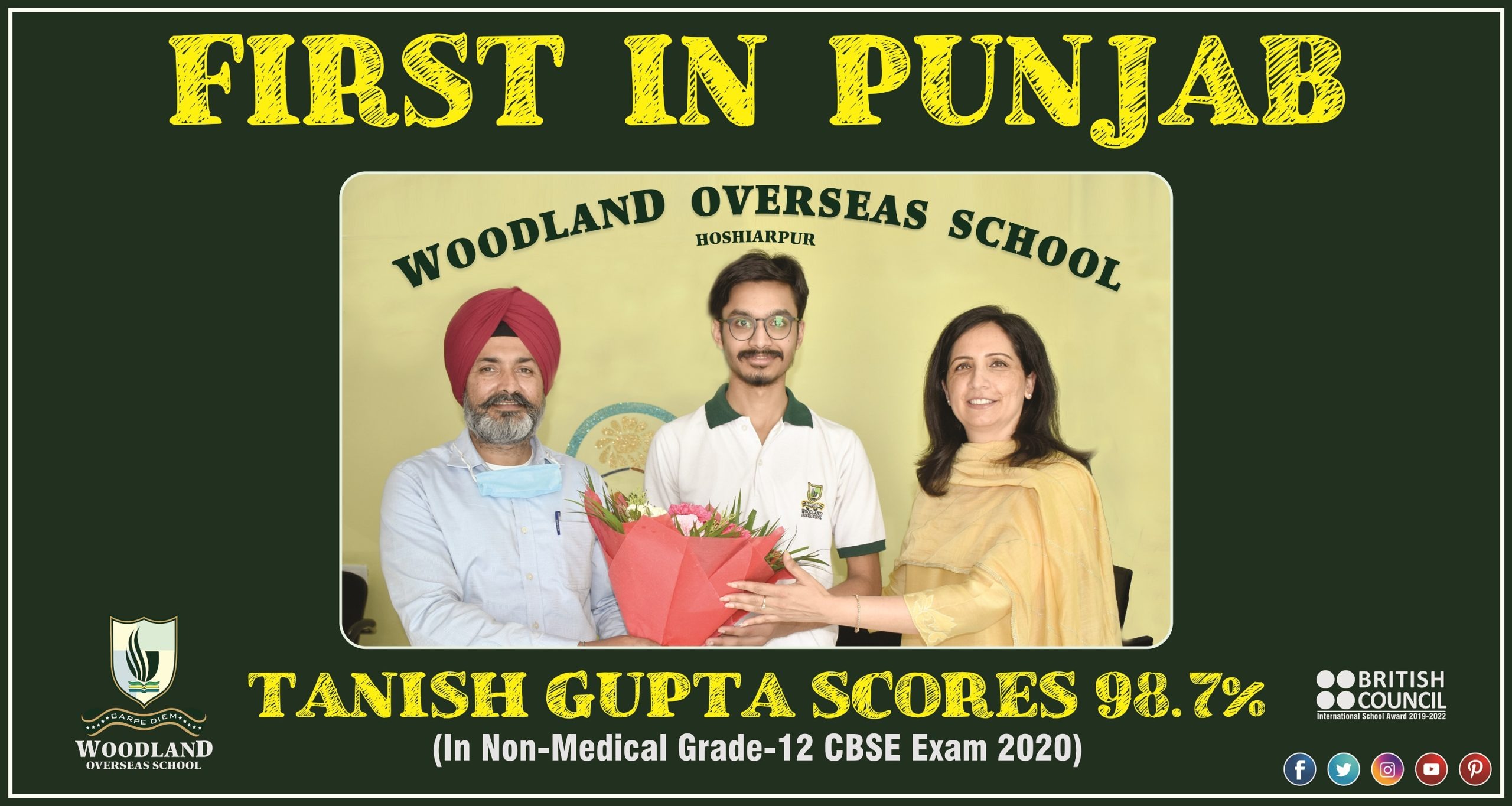 Pride of Hoshiarpur- Tanish Gupta Bags 1st Position in Punjab (G-12 CBSE Board Exam 2020)